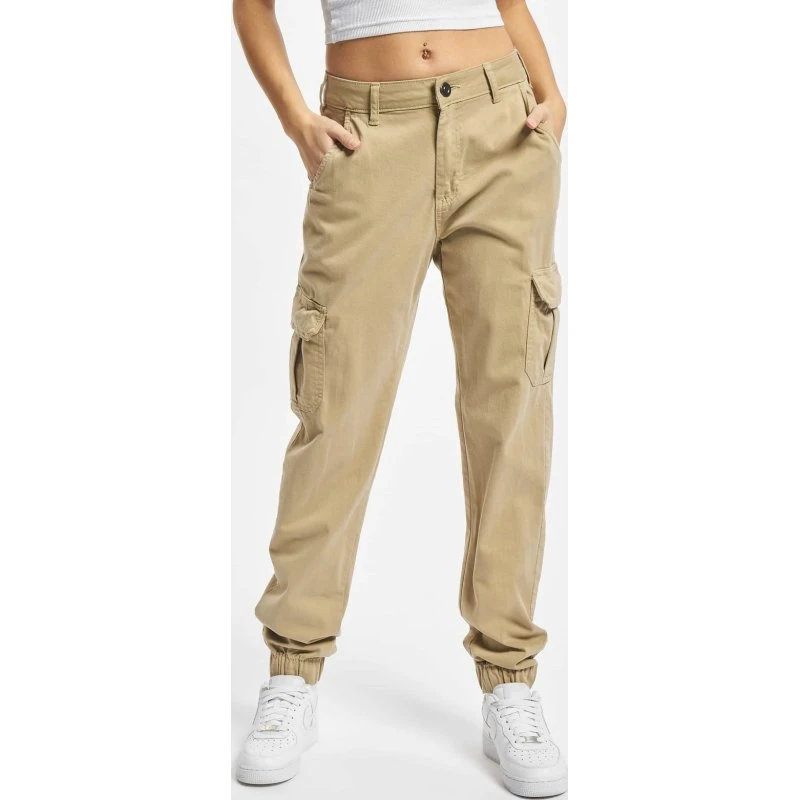 Urban Classics Jeans Cargo Elasticizzati da Donna Beige