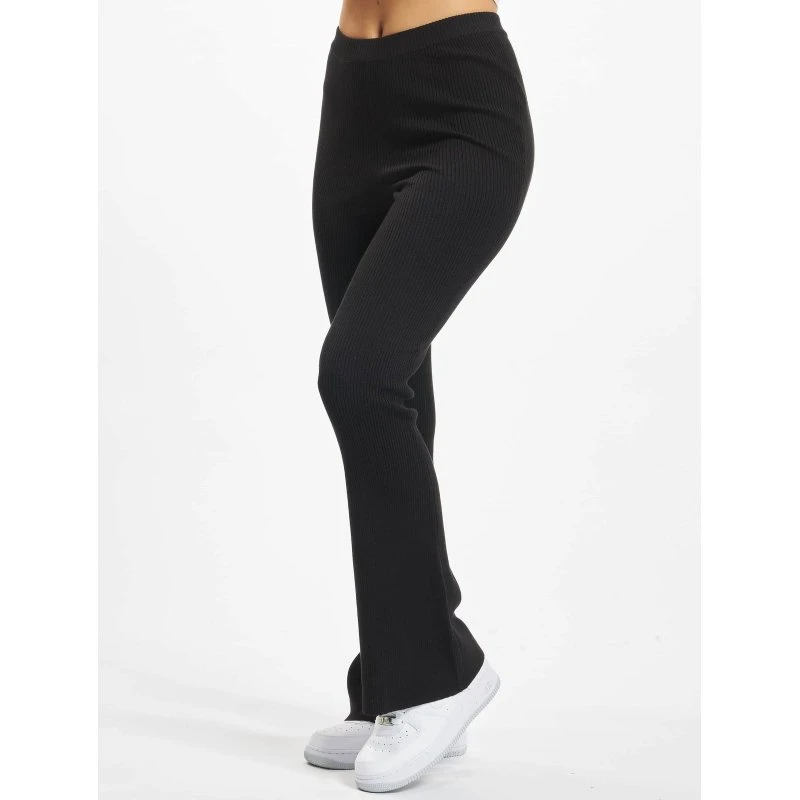 Urban Classics Pantaloni Bootcut a Coste per Donna - Neri