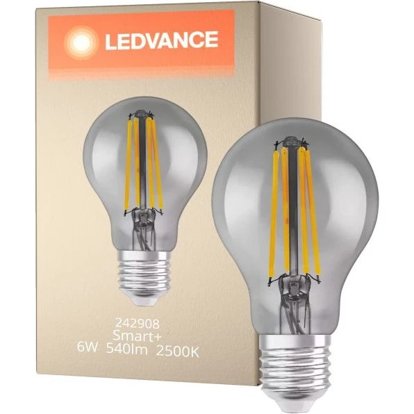 Ledvance Smart+ Wifi E27 Filamento Vetro Smoky 6W Bianco Molto Caldo