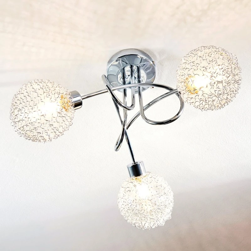 Lindby Ticino 3 Plafoniera Round Silver/Chrome
