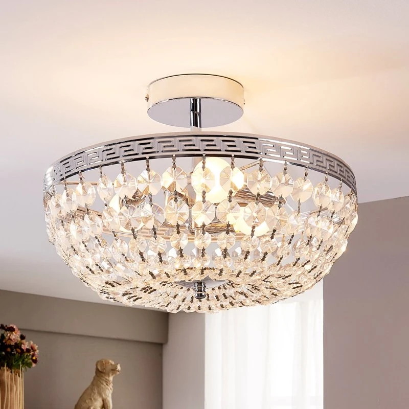 Lindby Plafoniera Mondrian Clear/Chrome in Cristallo
