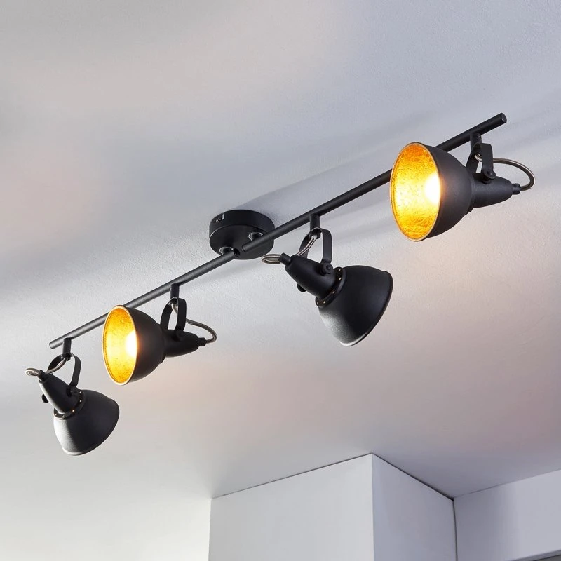 Lindby Plafoniera Julin Nero e Oro - 4 Luci