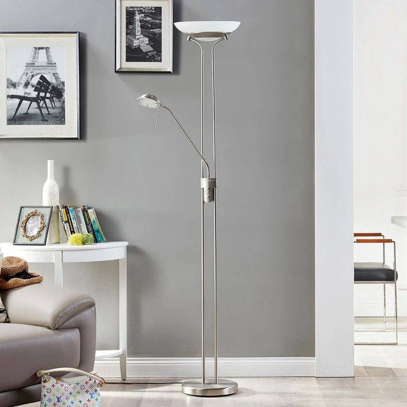 Lampada da pavimento LED Lindby Yveta - Nichel e Bianco