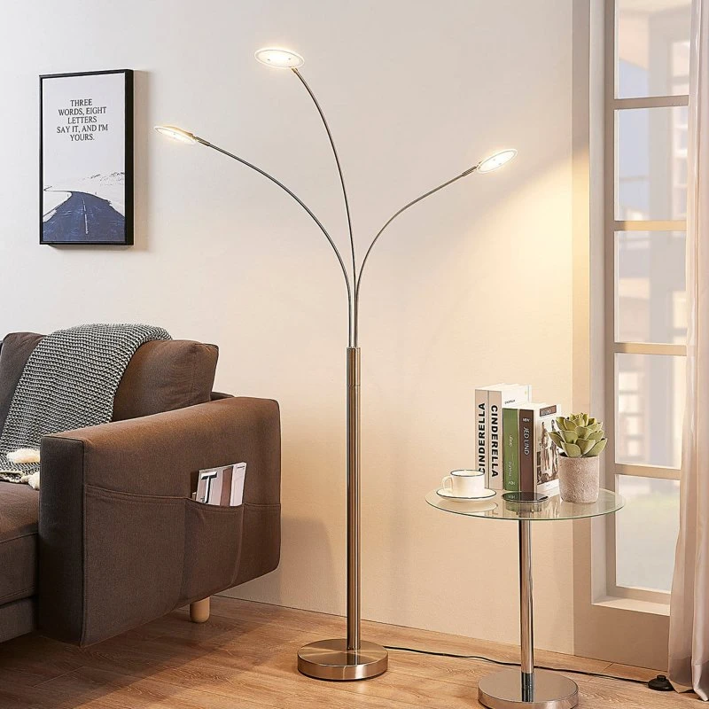 Lindby Anea Piantana 3 Luci Nickel/Bianco