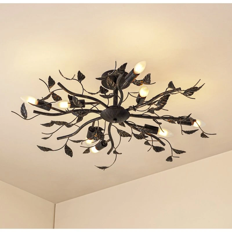 Plafoniera Lindby Yos 85 cm - Nero-Oro con 8 Luci