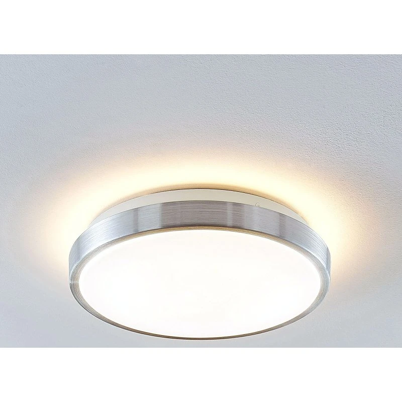 Lindby Plafoniera LED Emelie - Alluminio e Bianco, Ø 27 cm