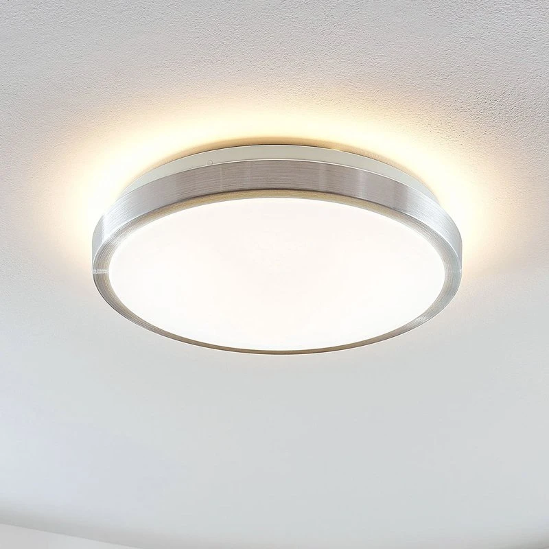 Lindby Plafoniera LED Emelie Ø 35 cm - Alluminio e Vetro Bianco