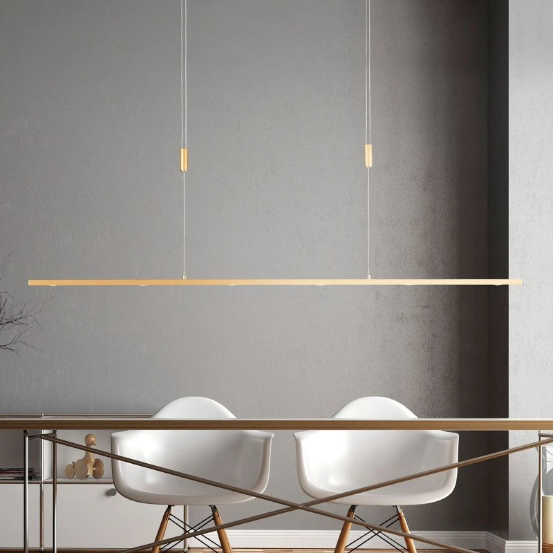 Lampada a sospensione Quitani Tolu in ottone, 139 cm