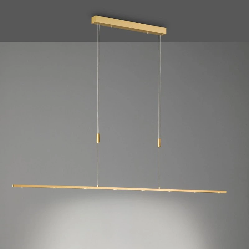 Lampada a sospensione Quitani Tolu in ottone, 179 cm