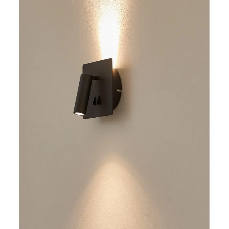 Lucande Magya Applique a Parete LED Quadrata Nera con 2 Luci