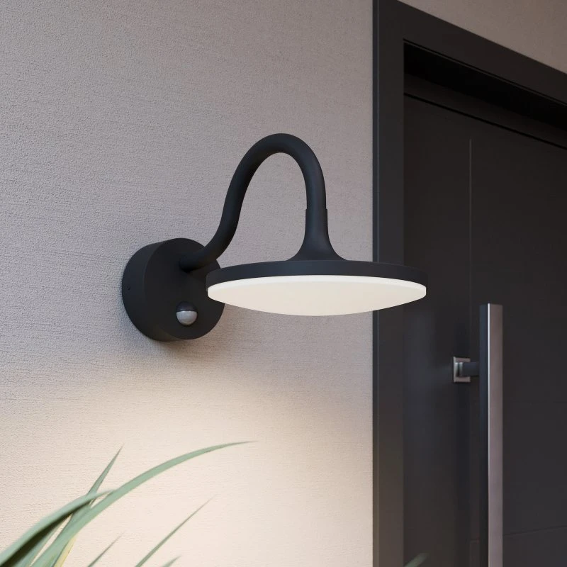 Fineria Applique da Parete Esterna con Sensore Grigio Scuro