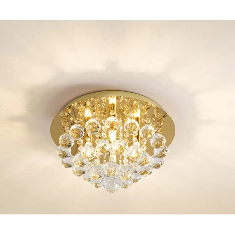 Lindby Gillion 4 Plafoniera in Cristallo e Oro - Ø 35 cm