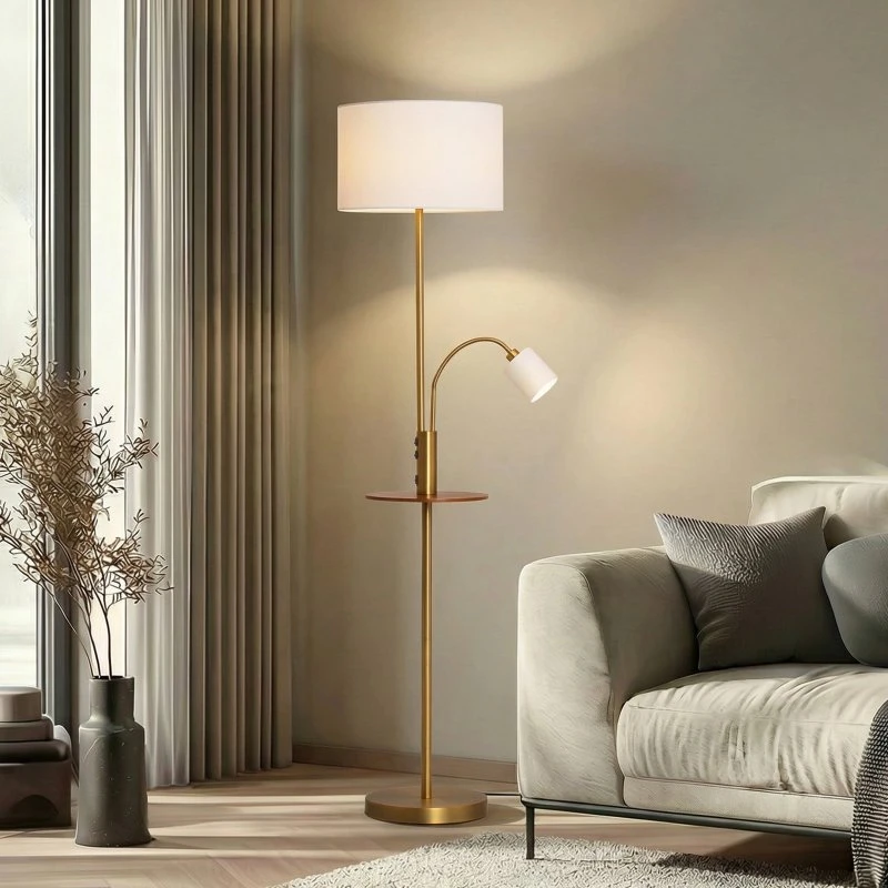 Aovan Piantana Lindby con USB e Ripiano - Bronzo