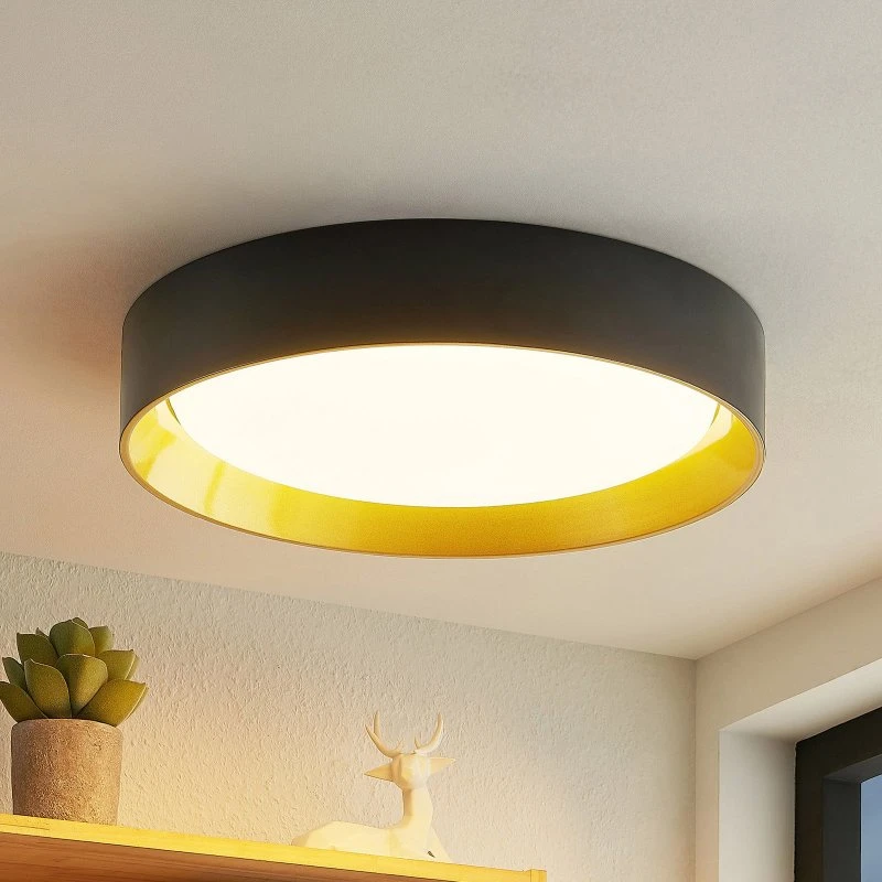 Lindby Kambia Plafoniera LED 55 cm - Nero e Oro