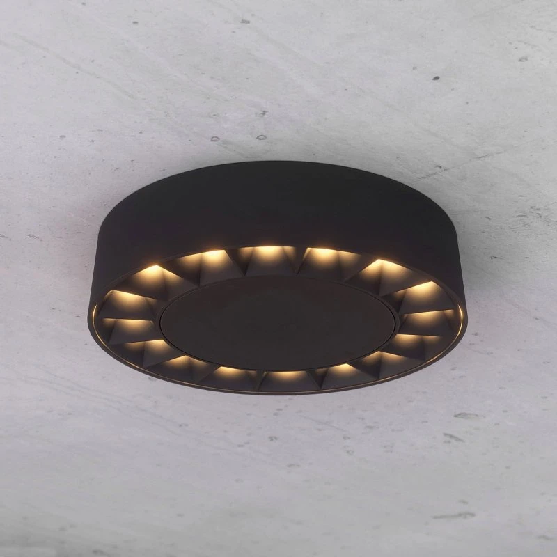 Kelissa Lucande Plafoniera LED Rotonda IP65 Nero
