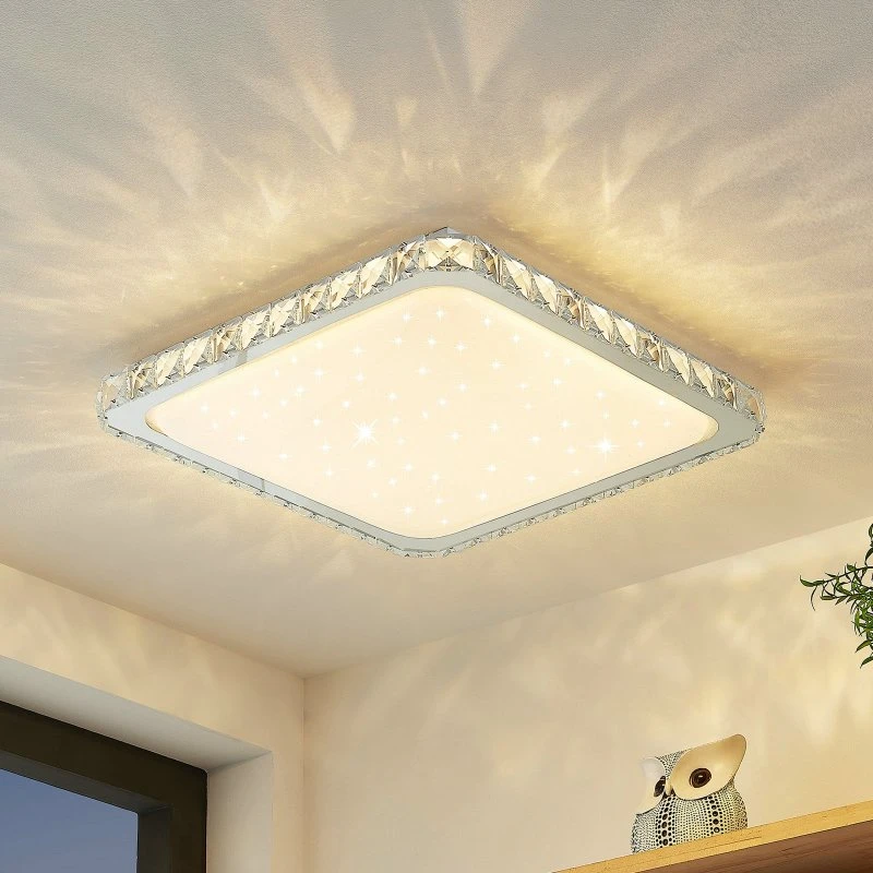 Plafoniera LED Lindby Lorand Bianco/Cromo con Cristalli