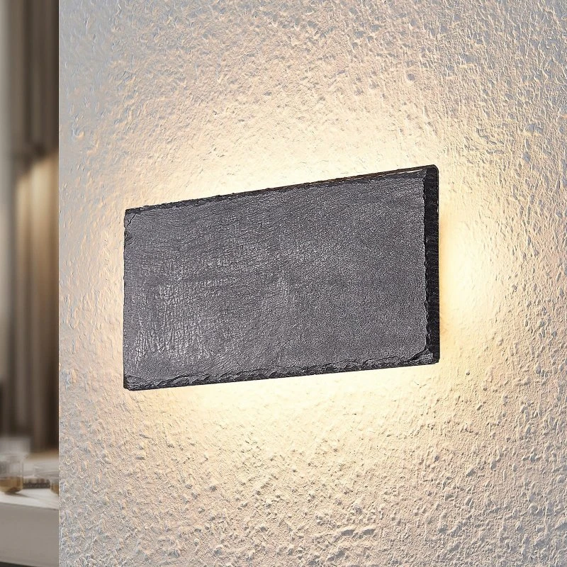 Lindby Applique a LED Peetu, 22 cm, Ardesia e Ferro, Dimmerabile