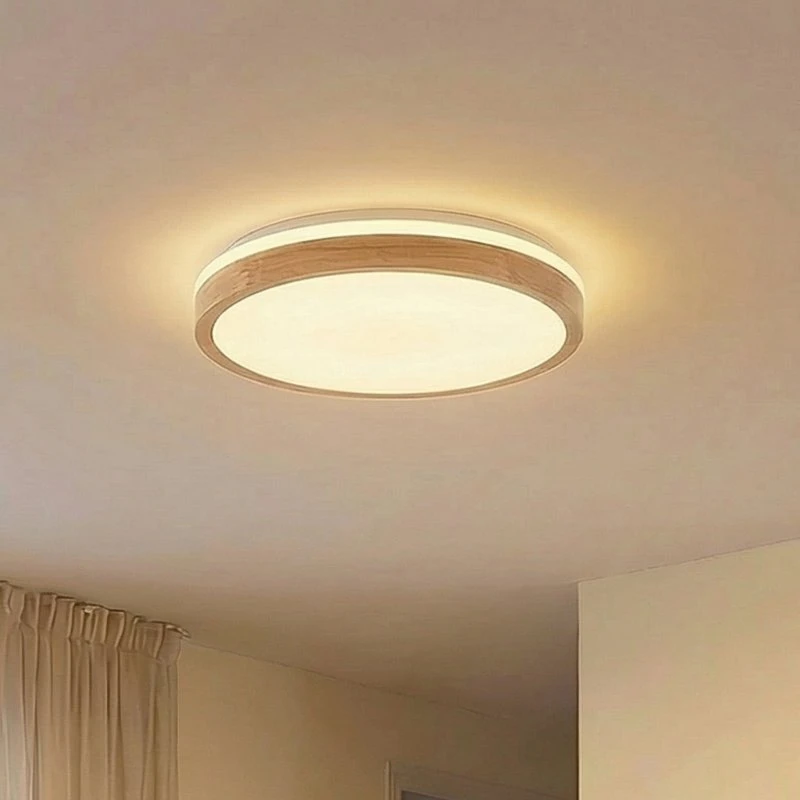 Lindby Emiva Top Plafoniera in Legno e Bianco