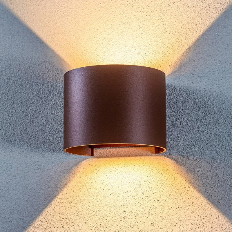 Lindby Applique da esterno LED Nivar, rotonda, ruggine, metallo