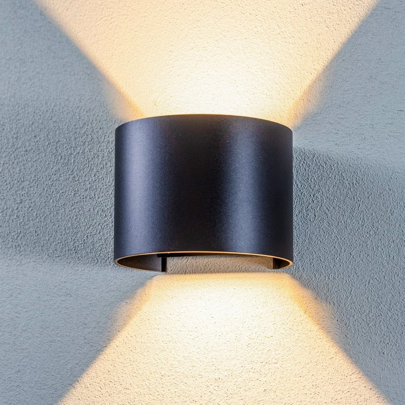Lindby Nivar Applique da Parete LED Esterna Rotonda Nera IP54