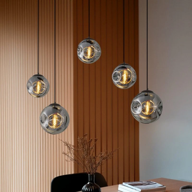 Lindby Valentina 5 Lampada a Sospensione in Vetro Smoked Grey