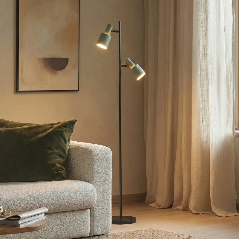 Lindby Piantana Ovelia Verde/Nero - Lampada da Terra Moderna