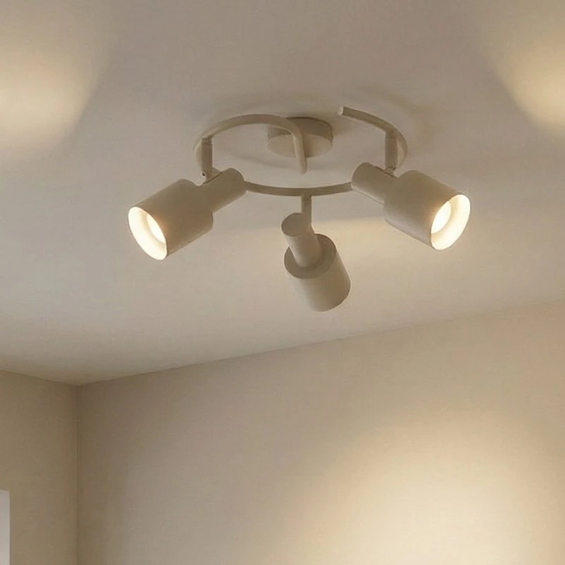 Lindby Ovelia 3 Plafoniera Rotonda Beige in Metallo
