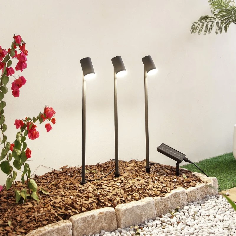 Lampada Solare Lindby Myric Set da 3, Nero, Alluminio