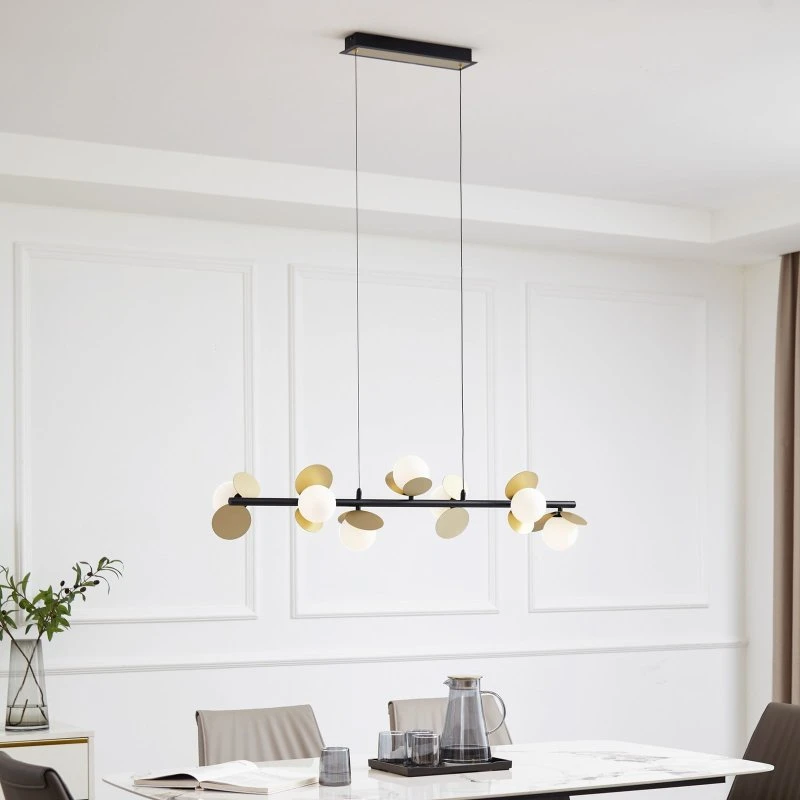 Lucande Lampada a Sospensione Pallo 7 LED Nero/Oro