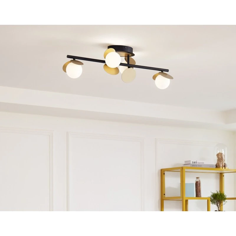 Lucande Pallo Plafoniera LED 4 Luci Nero/Oro