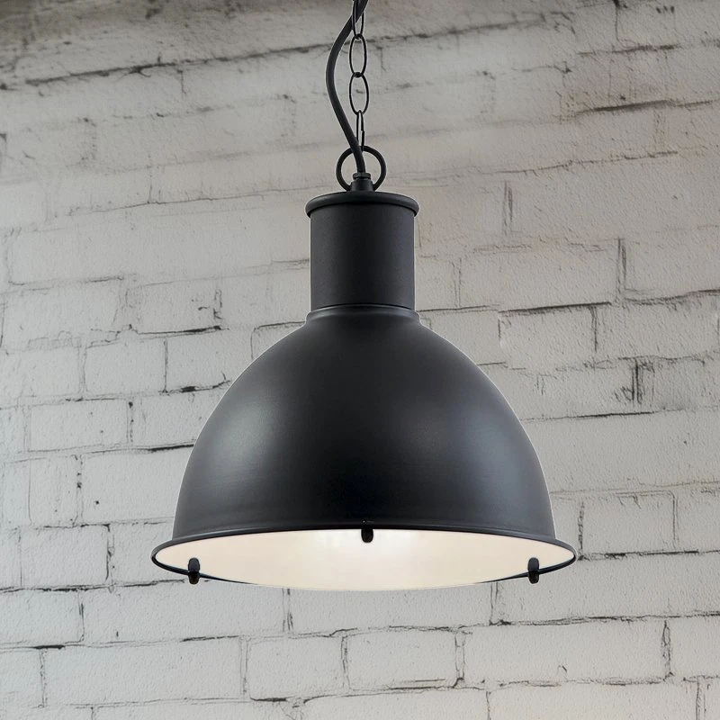 Lampada a sospensione da esterno Lindby Luciane, nera, Ø 31,8 cm