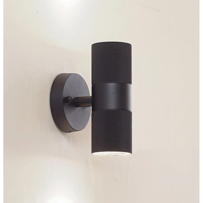 Lampada da esterno Lindby Jovane nera in alluminio a 2 luci