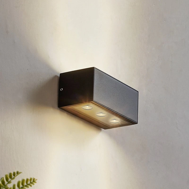Applique da esterno LED Lucande Selim, 15,3 cm, Nera