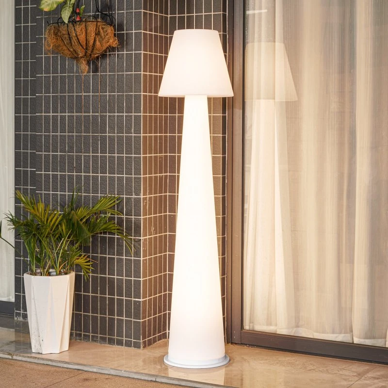 Lucande Gauri Lampada da Terra Portatile IP44 Bianca