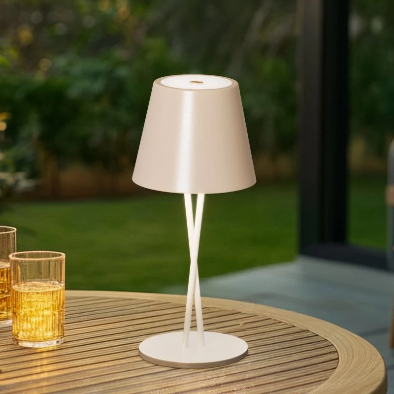 Lindby Janea Cross Lampada da Tavolo Portatile Beige IP54