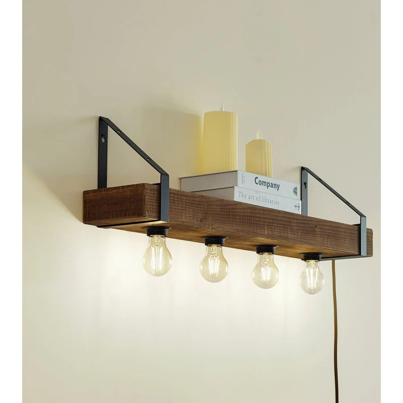 Lindby Applique Vatana in Legno con Spina e USB, 80 cm