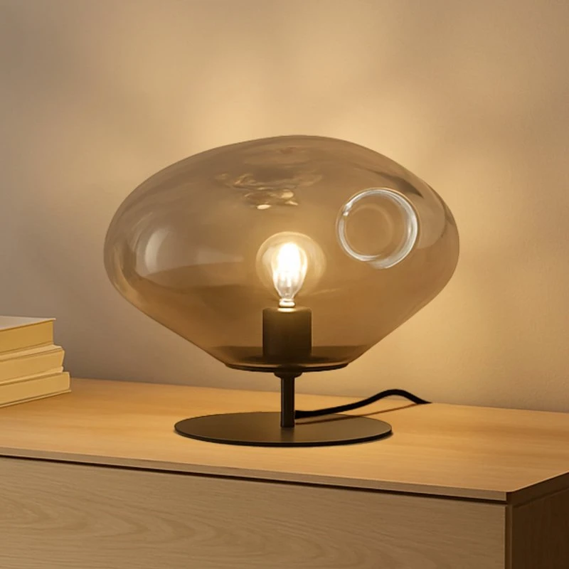 Lindby Lelia Lampada da Tavolo Ø35 Fumé Grigio