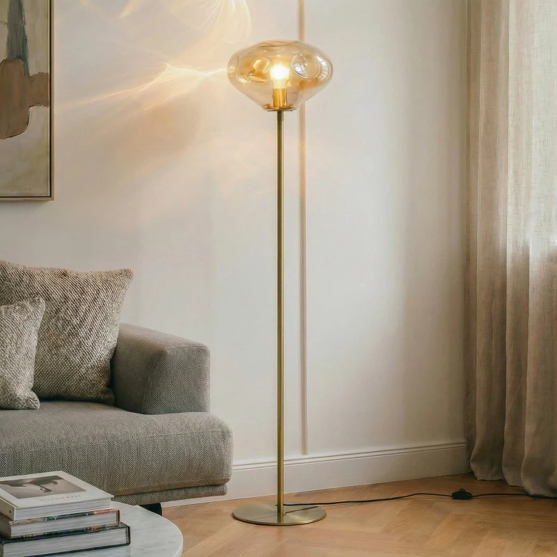 Lindby Piantana Lelia 150 cm Ambra e Ottone