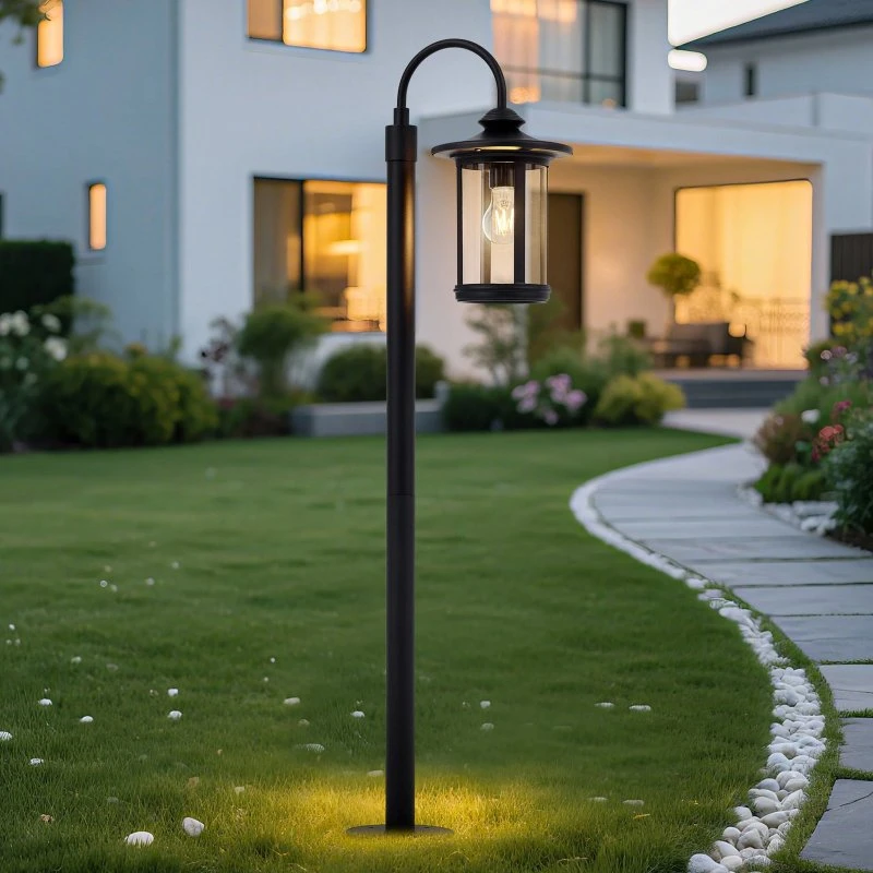 Lindby Lampione Zayn 109 cm Nero IP65 in Alluminio e Vetro