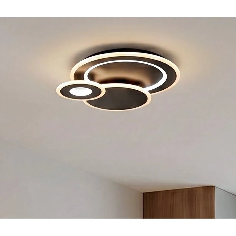 Lindby Plafoniera LED Briar Nera con Telecomando