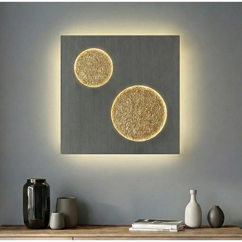Lucande Applique a LED Delin grigio/oro 55x55 cm dimmerabile