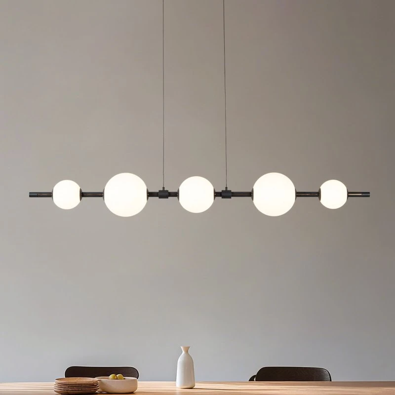 Lucande Lampada LED a sospensione Tanira, 140 cm, Bianco/Nero