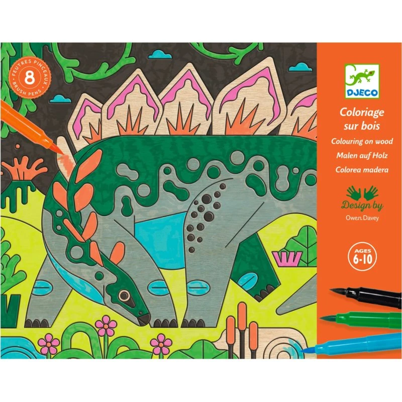 Djeco Colorare sul Legno Dino World