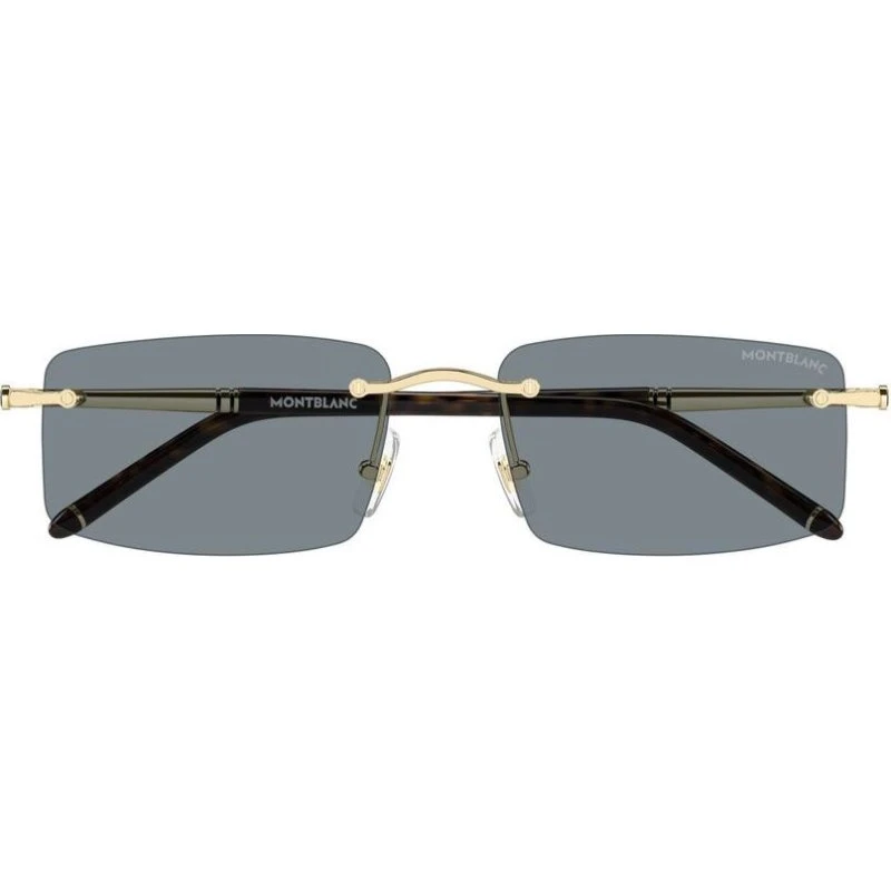 Montblanc MB0443S Occhiali da Sole Uomo Oro e Grigio Squadrati