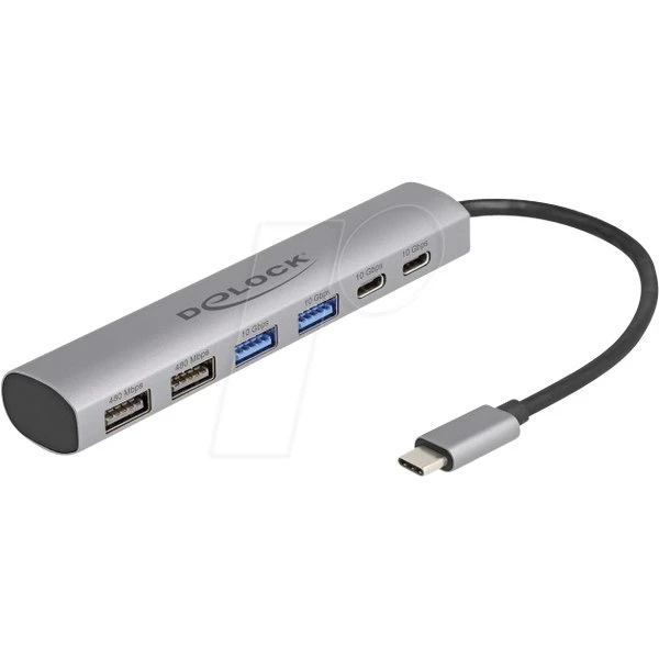 Delock Hub USB 3.0 a 6 porte con 4x USB-A e 2x USB-C