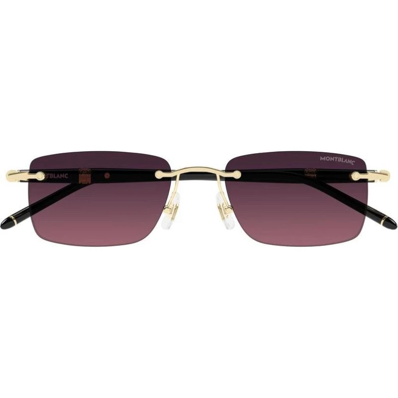 Montblanc MB0344S Occhiali da Sole Squadrati Uomo Nero e Oro