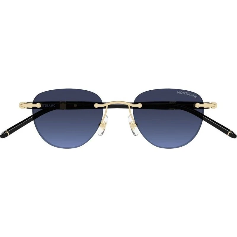 Montblanc MB0412S Occhiali da Sole Uomo Oro e Lenti Blu 48mm