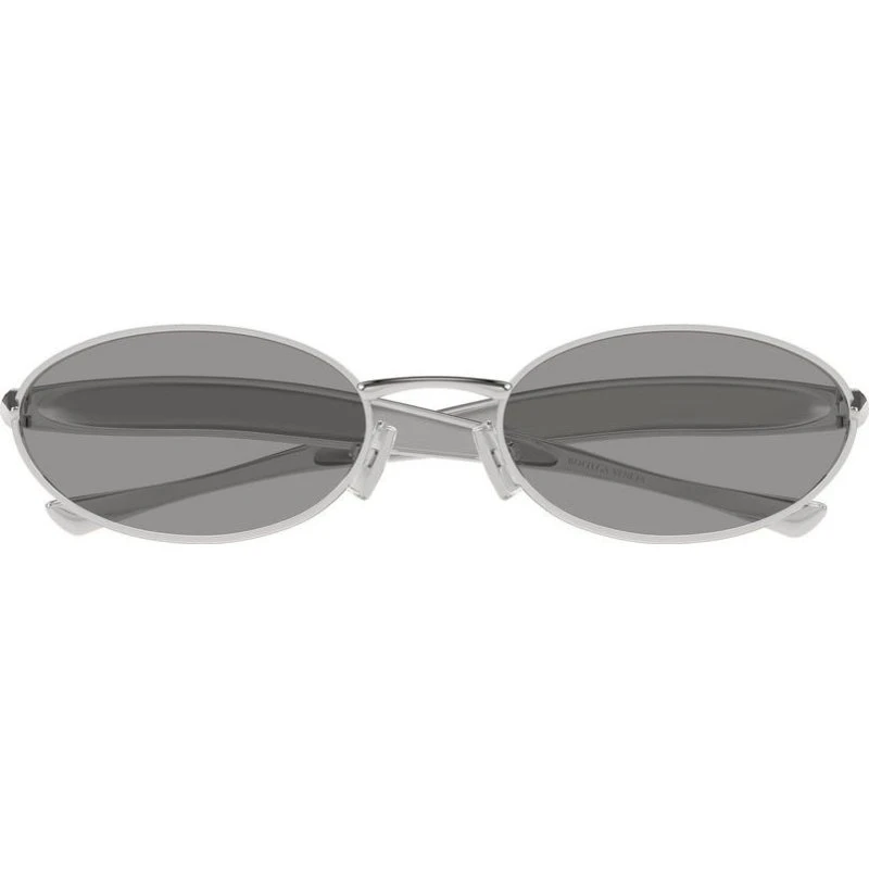 Bottega Veneta BV1386S Occhiali da Sole Ovali Argento con Lenti Grigie