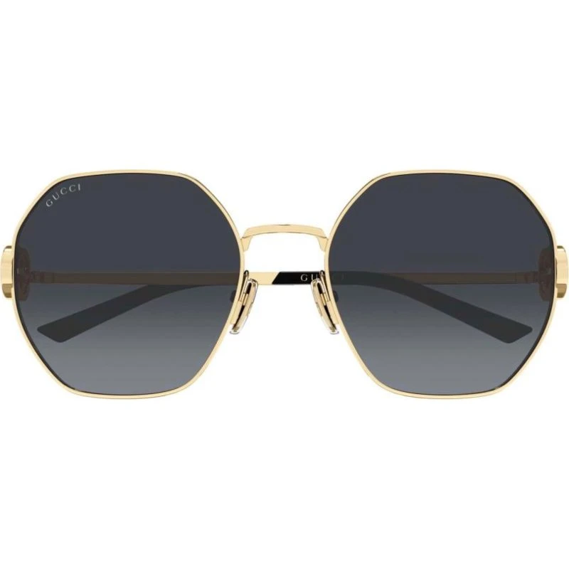 Gucci GG2046S Occhiali da Sole Donna Oro Geometrico Grigio 58mm