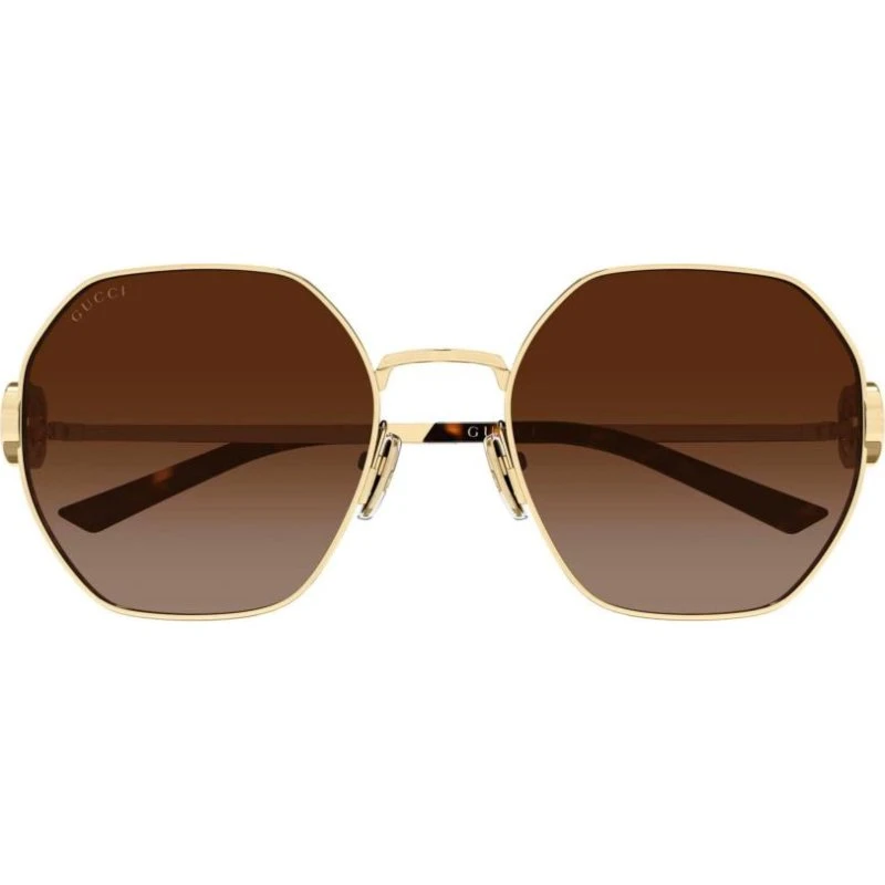 Gucci GG2046S Occhiali da Sole Donna Oro e Marrone Geometrici 58mm